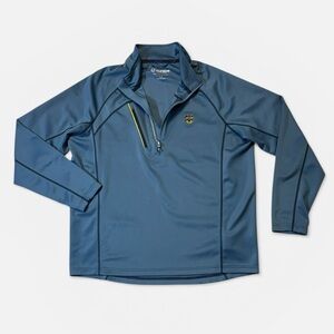 Sunice mens L Large blue solid performance 1/4 zip performance golf sweater EUC